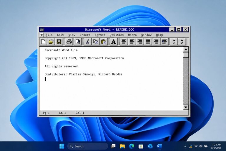 Microsoft Word 1.1a Runs Natively on Windows 11 on x64