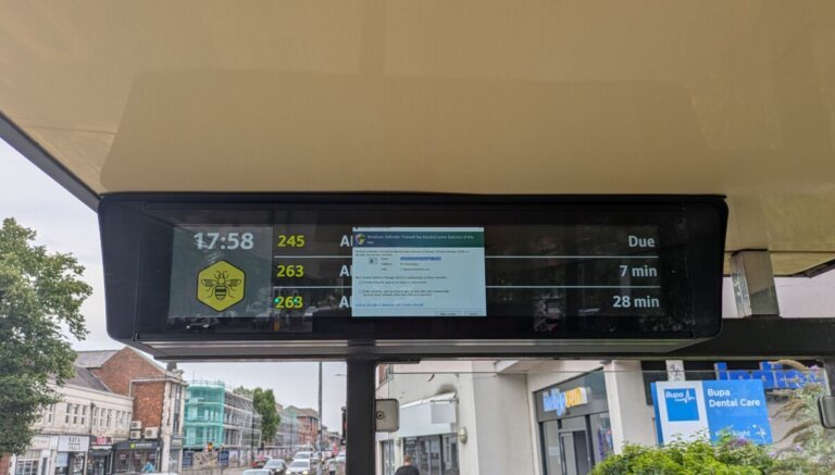 Next bus to Altrincham delayed by Windows Defender