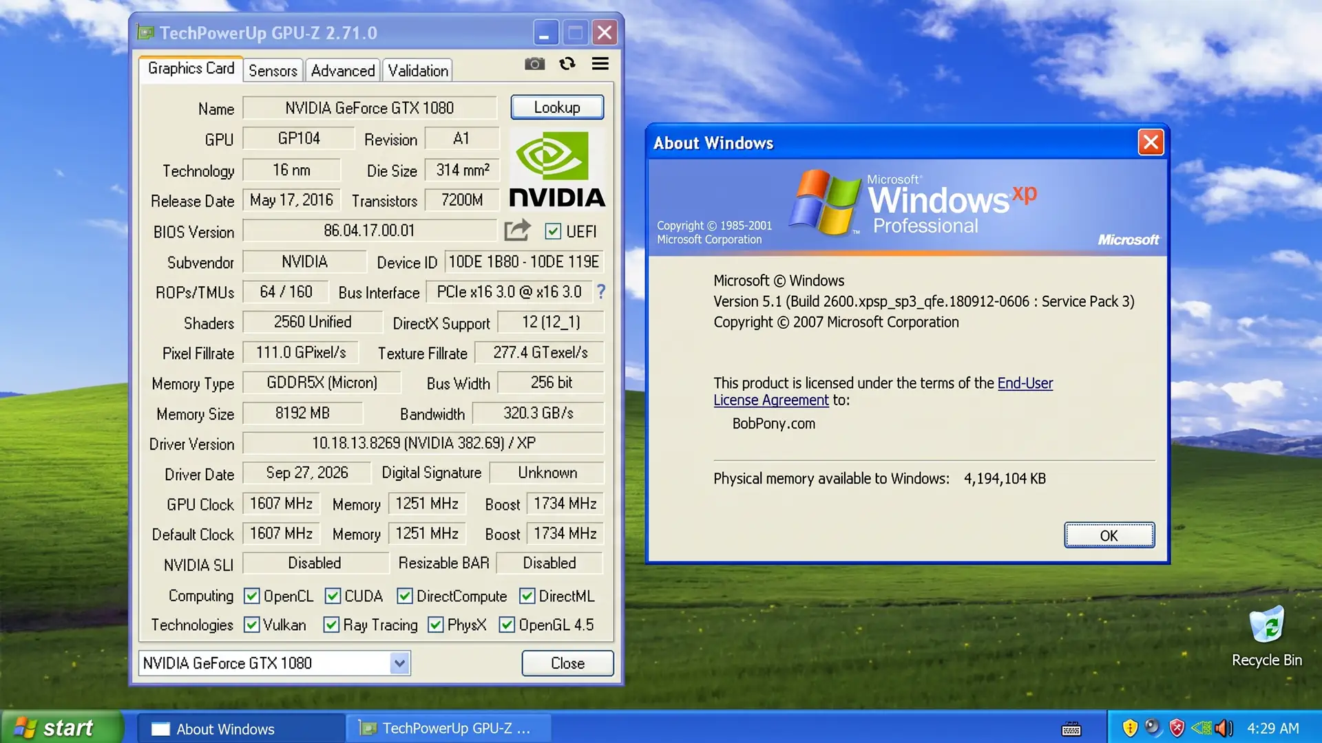 GeForce GTX 1050 and GTX 1080 Ti now work in Windows XP thanks to a modified driver