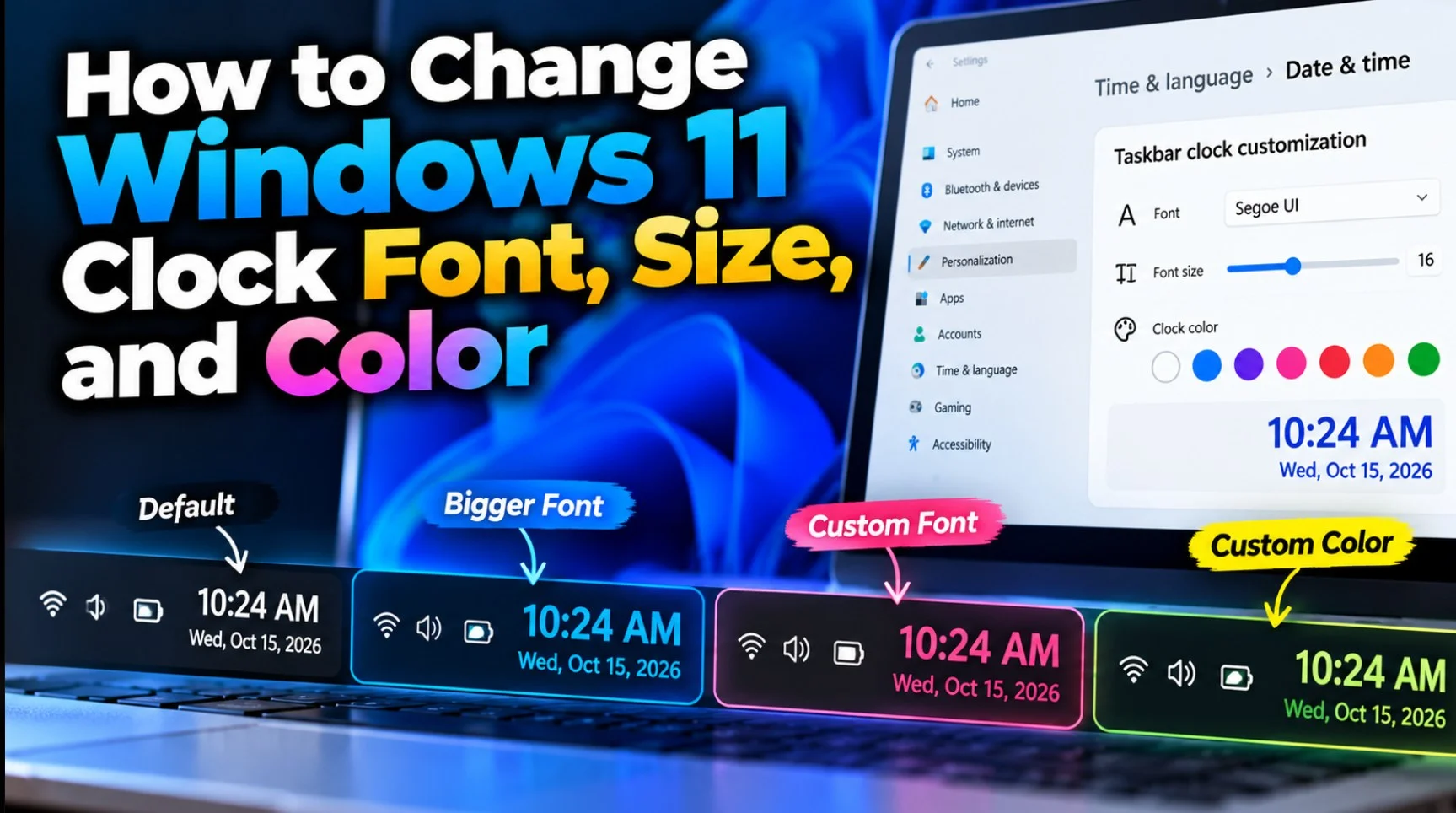 How to Change Windows 11 Clock Font, Size, and Color
