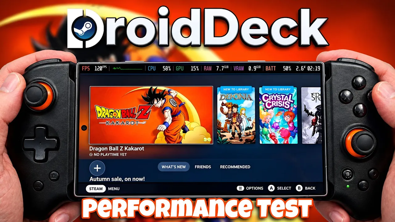 SteamOS now on android Droid Deck performance test in Dragon Ball Z Kakarot